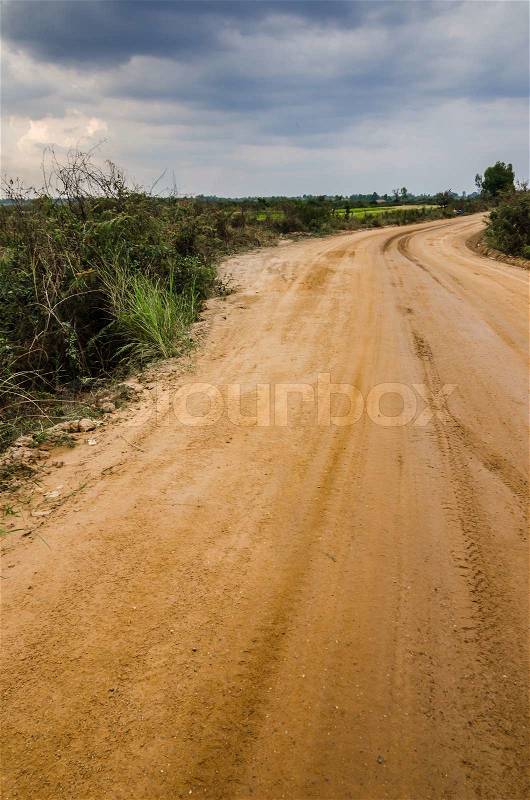 Road and sky in evening countryside view nature, stock photo