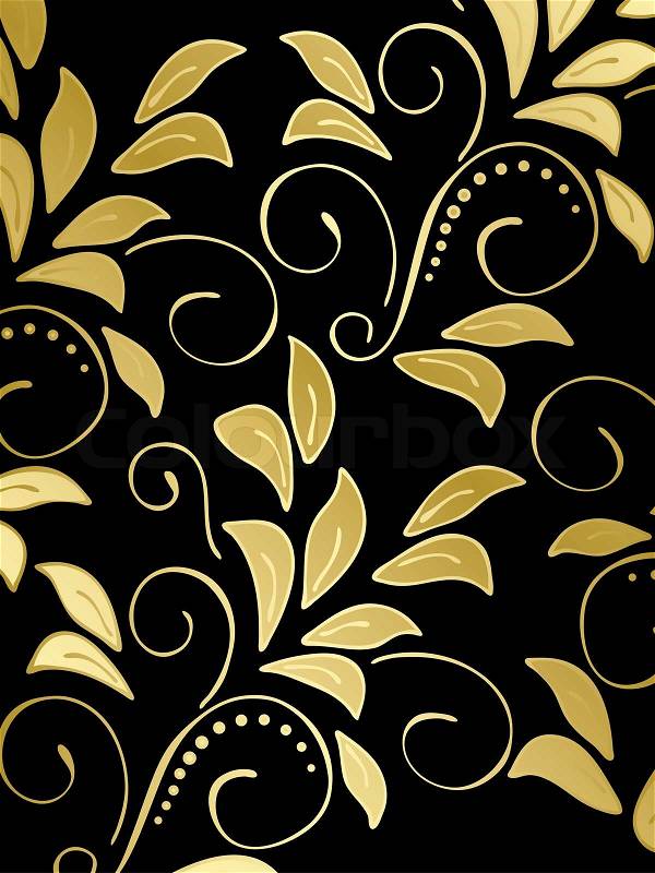 Black floral background with gradient, stock photo