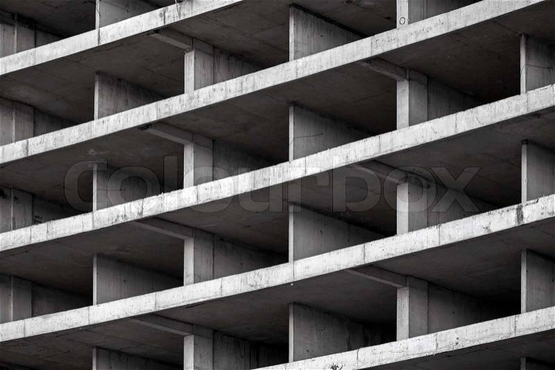 Abstract modern architecture background with exterior of concrete floors and walls under construction, stock photo