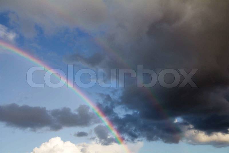 Rainbow in the sky on the nature, stock photo