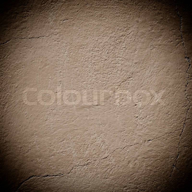 Sepia background wall texture - cracked and dark edges, stock photo