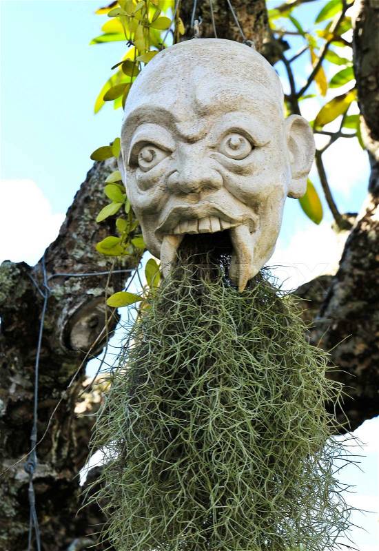 Devil head at white temple Wat Rong Khun, Chiangrai, Thailand, stock photo