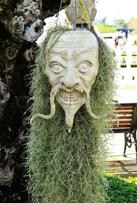 Devil head at white temple Wat Rong Khun, Chiangrai, Thailand, stock photo