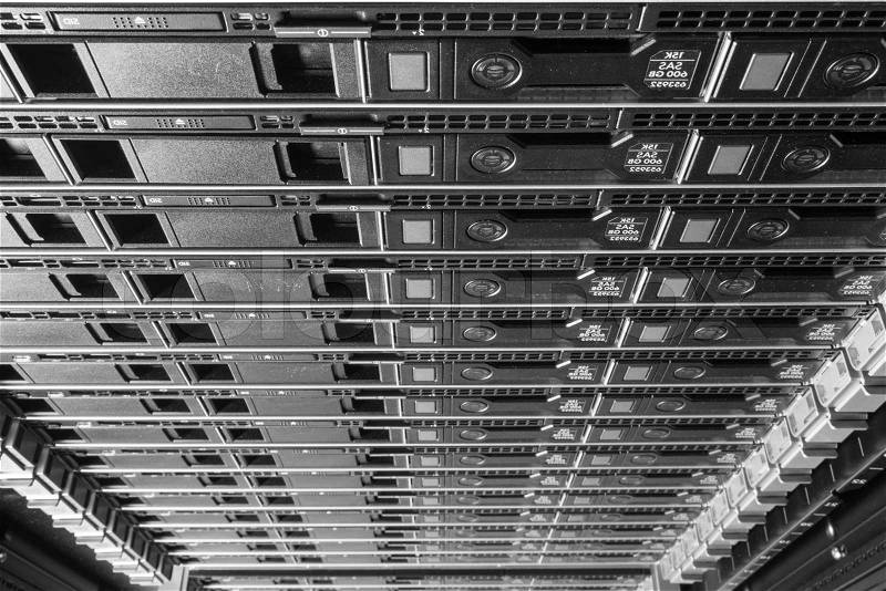 Hardware in internet data center room, stock photo