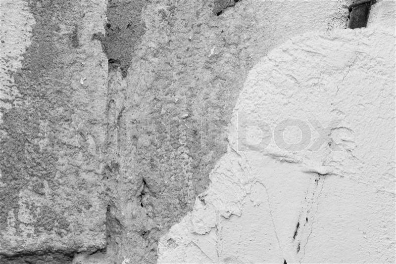 Abstract background of a wall with a wire in the plaster, stock photo