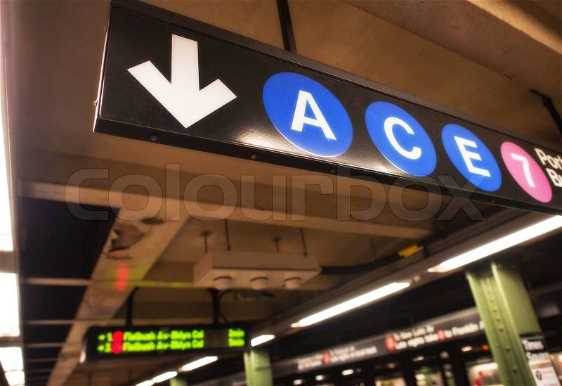 New York. Classic subway sign - Metro symbol, stock photo
