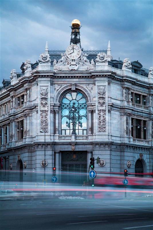 Bank of Spain Old Building, Cibeles Square, Madrid, stock photo