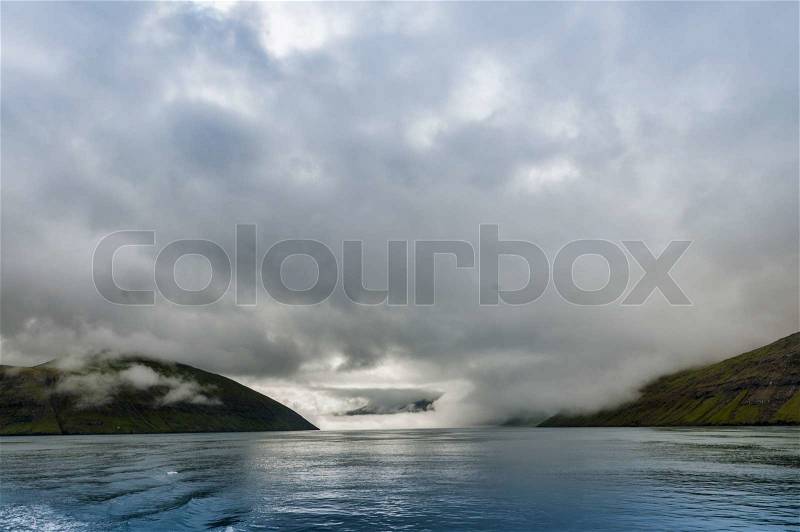 Landscape in Vestmannasund in the Faroe Islands, stock photo