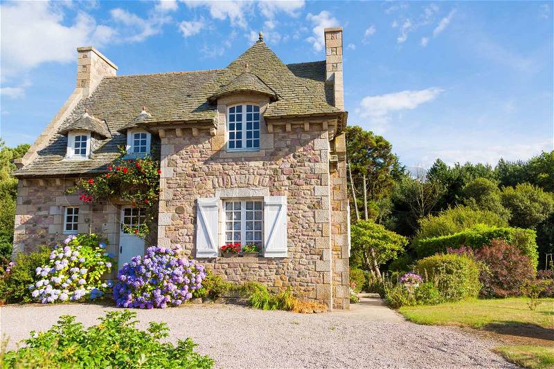 Beautiful house in french brittany typical, stock photo