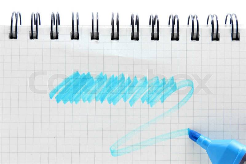 Pen with blank vintage graph paper spiral binding note book, your text can be added on colored area , stock photo