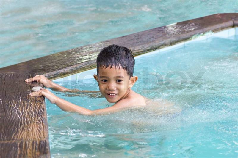 Asian Boy training swim, stock photo