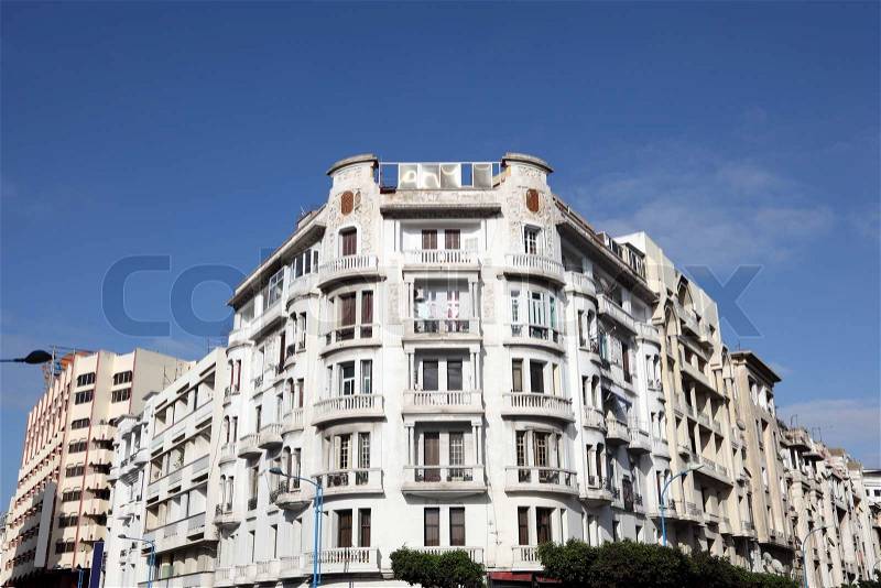 Art Deco architecture in the city of Casablanca, Morocco, stock photo
