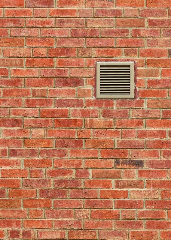 Vent on Old Brown Brick Wall, Vertical Pattern, stock photo