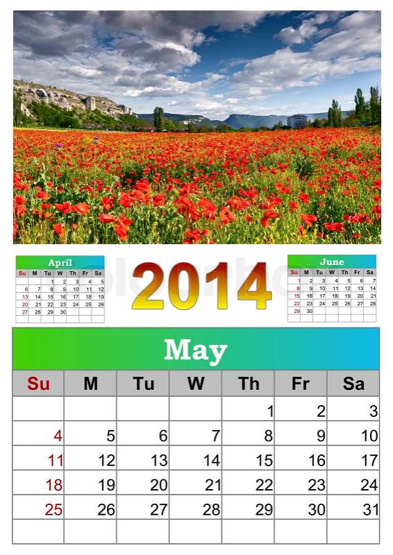 2014 Calendar May, stock photo