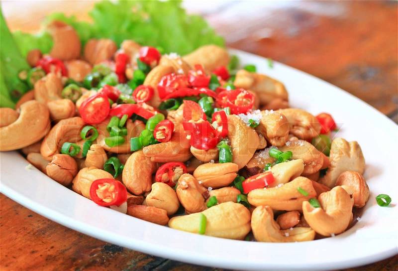 Seed of cashew nut salad Hors d\'oeuvres, stock photo