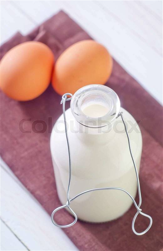 Milk and eggs, stock photo