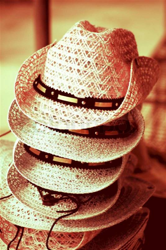 Handmade hat made from grass, Vintage Style, stock photo