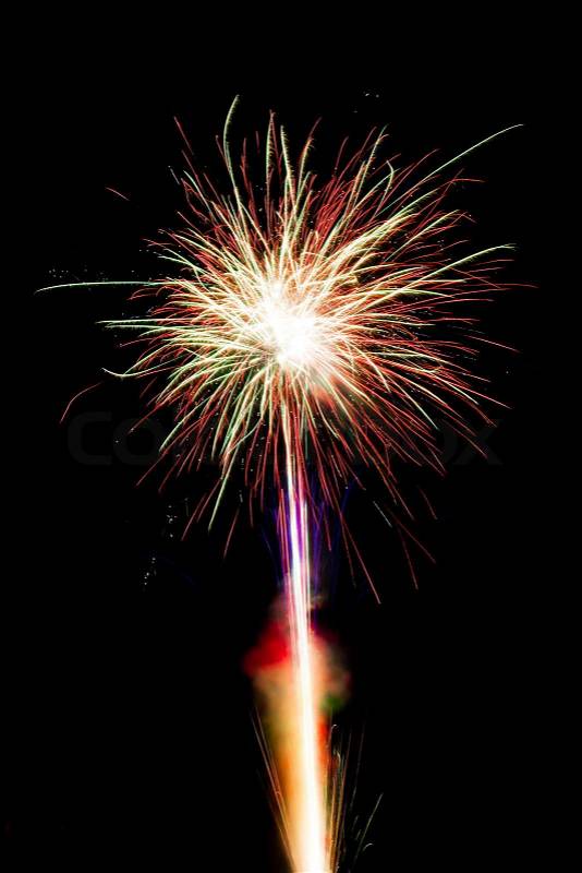 Colorful fireworks of various colors at the party, stock photo