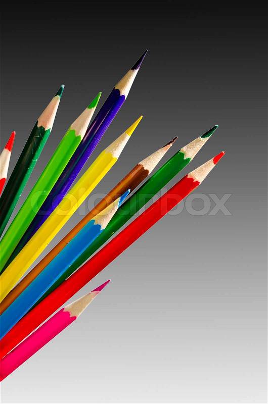 Set of color pencil crayons, stock photo