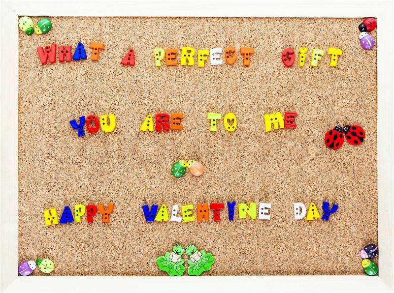 Color valentine words on clip board, stock photo