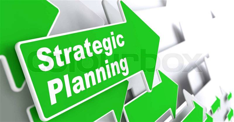 Strategic Planning - Business Concept. Green Arrow with \