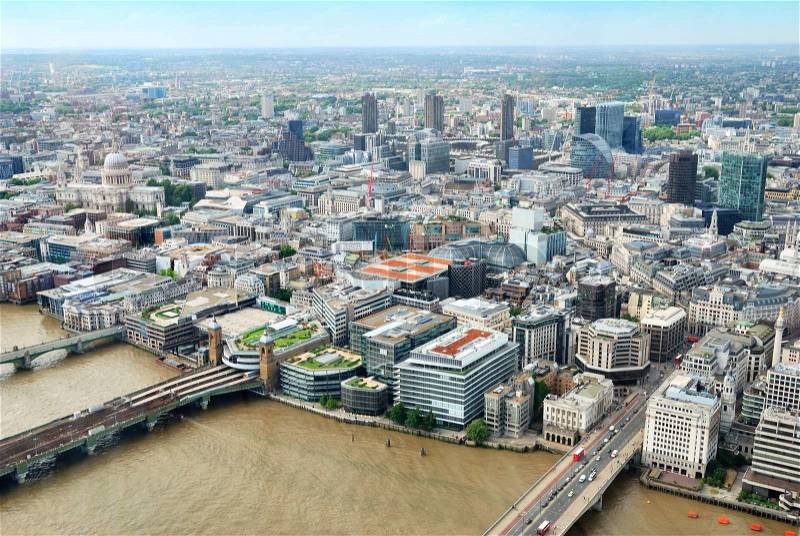 Central London buildings viewed from above, stock photo
