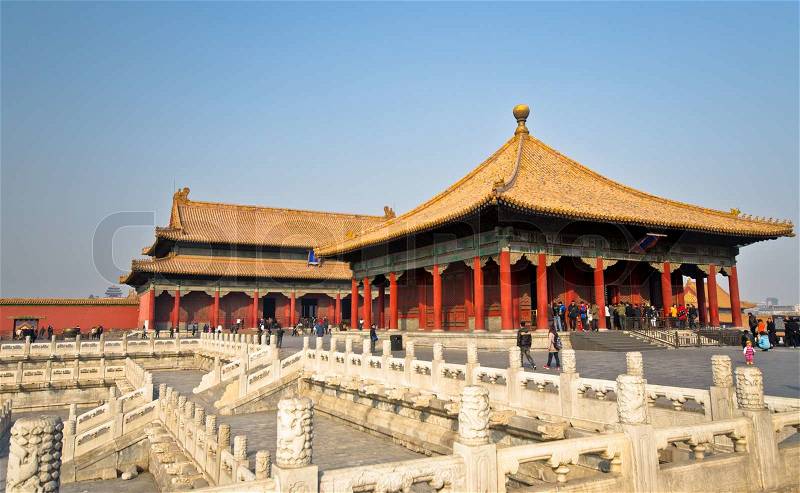 The Forbidden City was the Chinese imperial palace from the Ming Dynasty to the end of the Qing Dynasty, stock photo