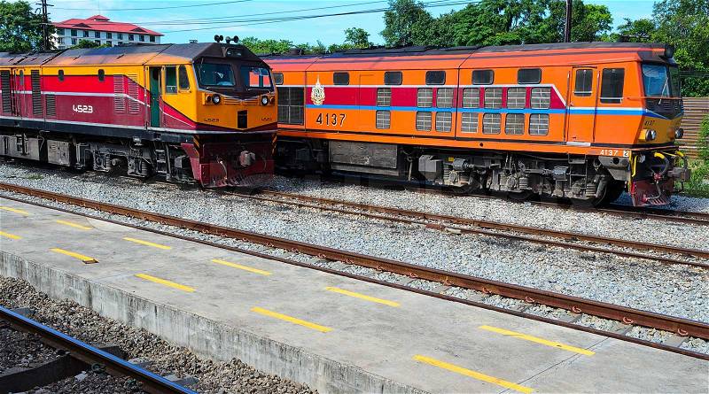 The Engine Train of Thailand at Railway Station, stock photo