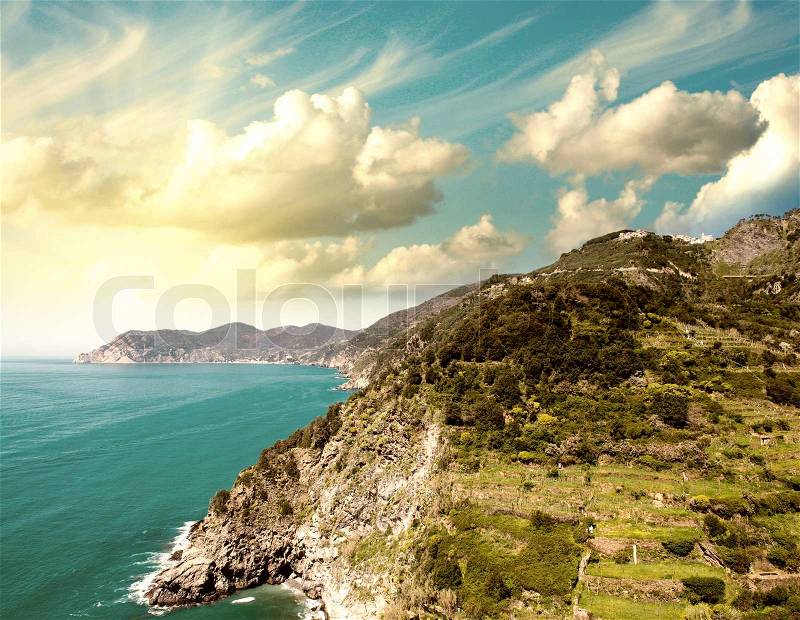 Cinque Terre, Italy. Wonderful landscape in Spring Season, stock photo
