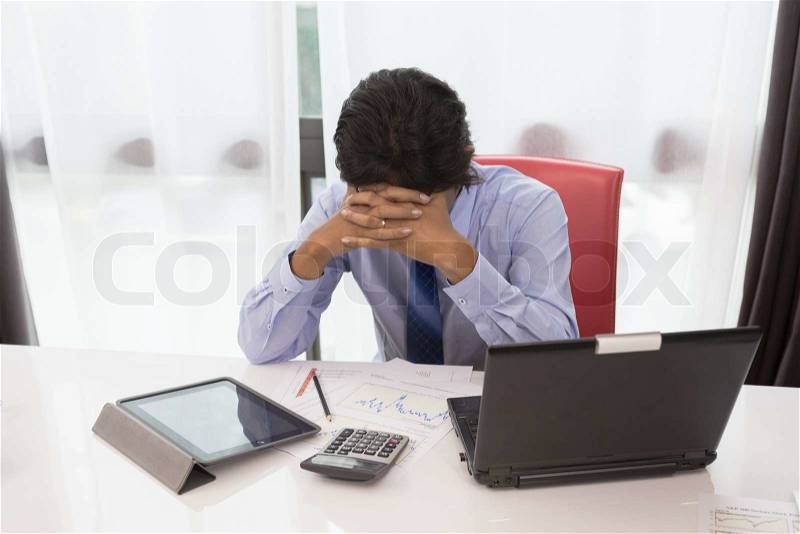 Asian businessman with pressure about this work, stock photo
