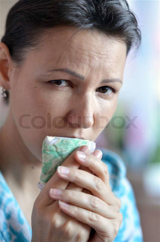 Young woman diseased cold, stock photo