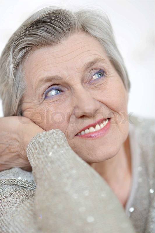 Portrait of an aged woman, stock photo