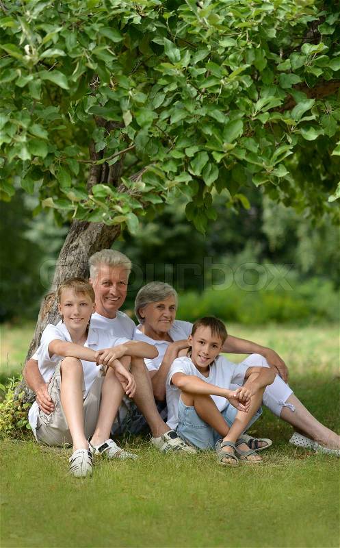 Happy family outdoor, stock photo