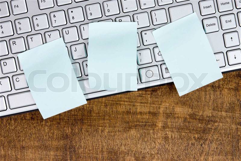 Memo on silver computer keyboard. Can be used for your text, stock photo