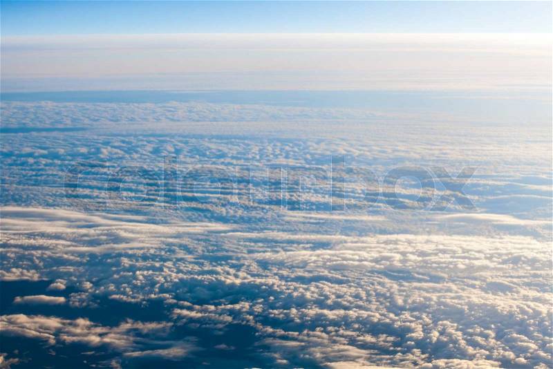 Clouds. view from the window of an airplane. Sky and clouds. Plane view from the window, stock photo