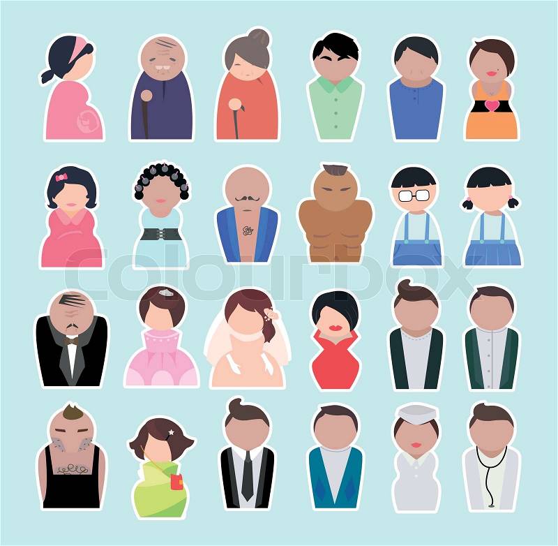 People of different ages. People in the working age and older people and the children, vector