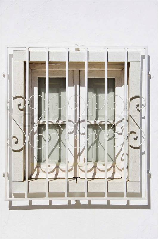 White window on the white old building, stock photo