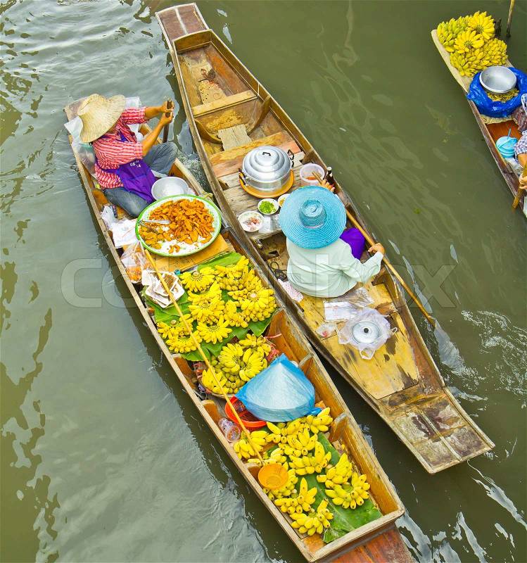 Damnoen Saduak Floating Market near Bangkok in Thailand, stock photo