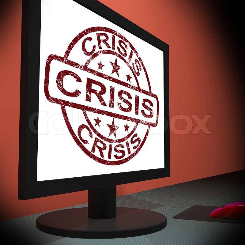 Crisis Monitor Means Urgency Trouble Or Critical Situation, stock photo