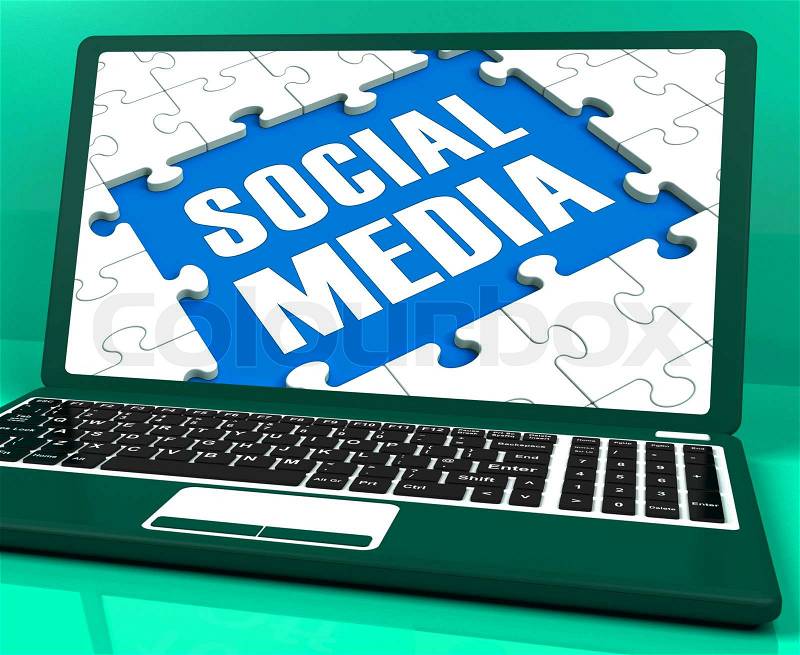 Social Media On Laptop Showing Online Relation, stock photo