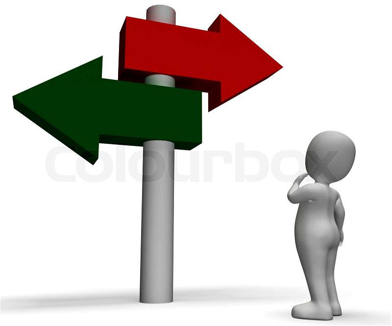 Signpost Shows Confusion Choice Or Dilemma, stock photo