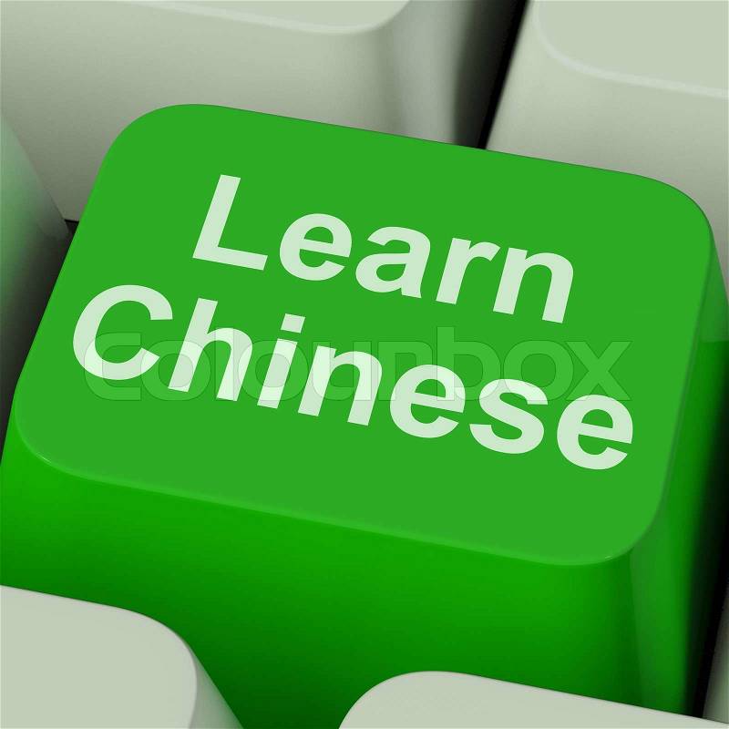 Learn Chinese Key Showing Studying Mandarin Online, stock photo