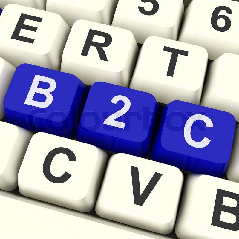 B2c Keys Mean Business To Consumer Buying Or Selling , stock photo