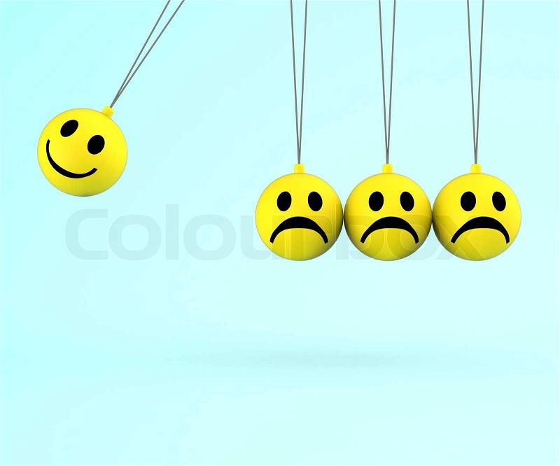 Happy And Sad Smileys Shows Positive Negative Emotions, stock photo