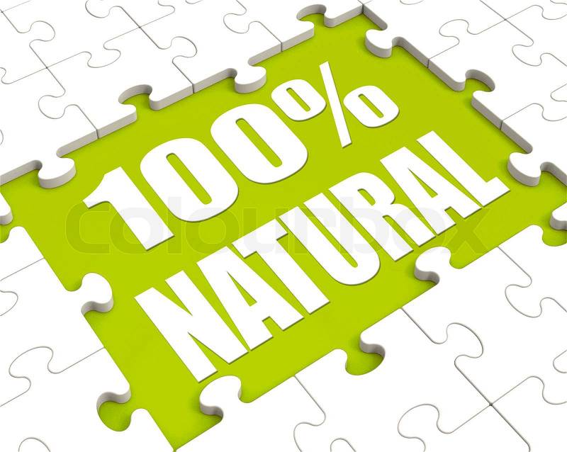 100 Percent Natural Puzzle Showing 100% Healthy Pure Food, stock photo