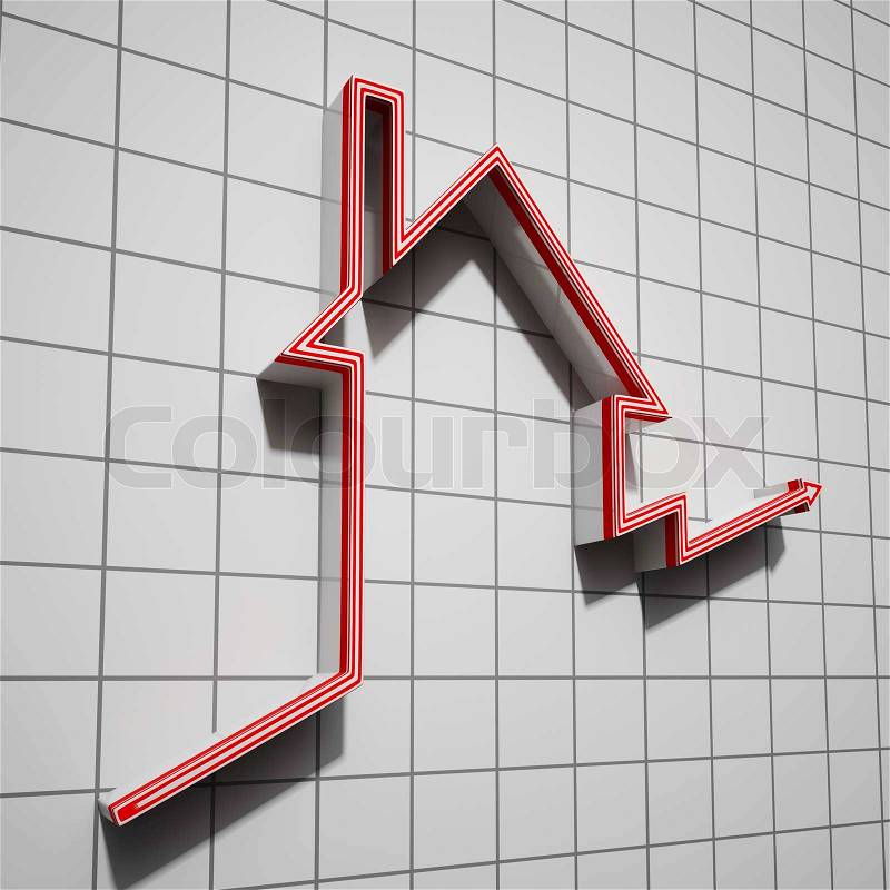 House Icon Shows House Or Building Price Going Up, stock photo