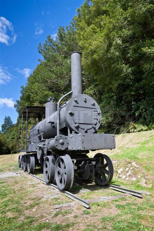 Old train in forest, stock photo