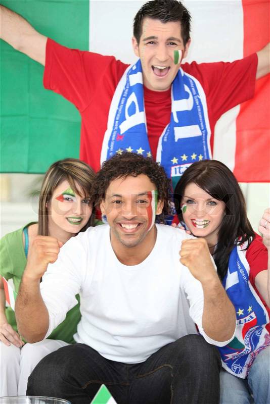 Group of Italian supporters, stock photo
