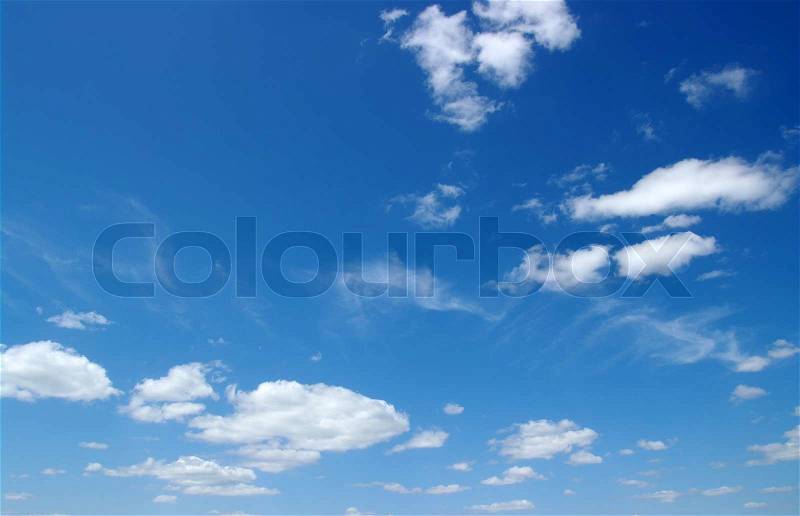 Blue sky background with white clouds, stock photo