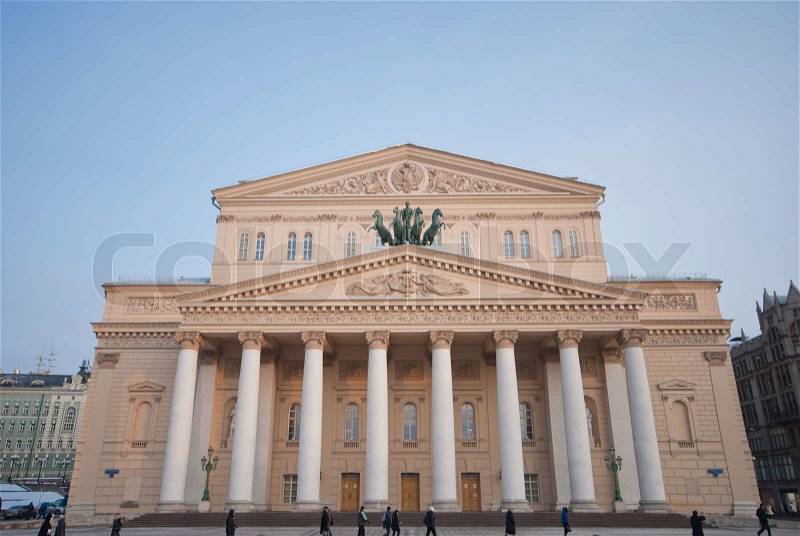 Main building of Bolshoi Theater after reconstruction Moscow Russia, stock photo